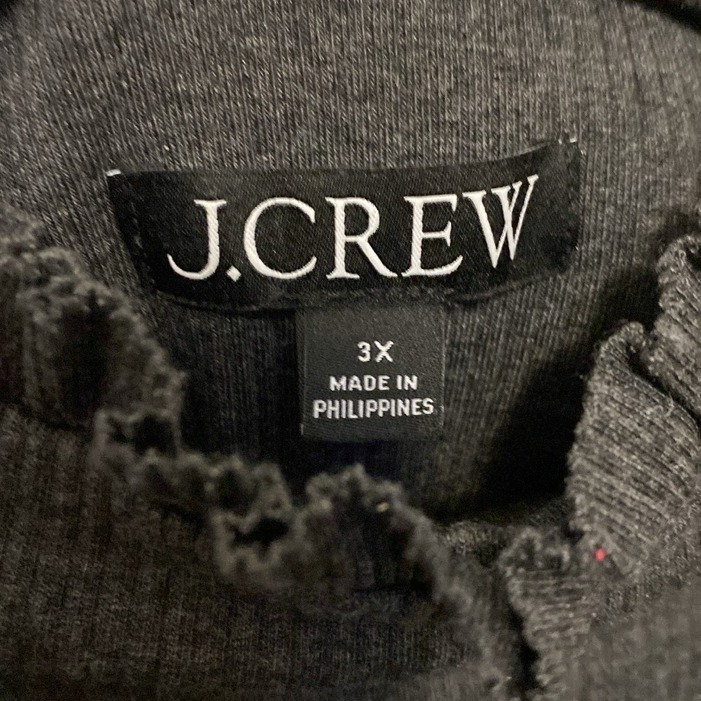 J.Crew gray knit ruffle mock neck top - Picture 4 of 6